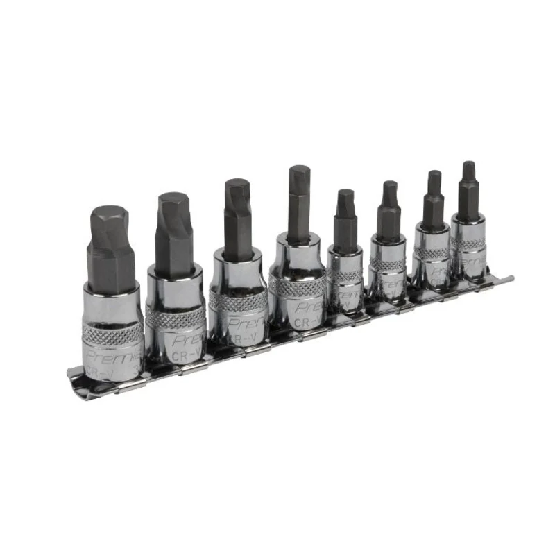 Sealey Hex Socket Bit Set Lock-On 8pc 1/4" & 3/8" Drive - Imperial (Premier)